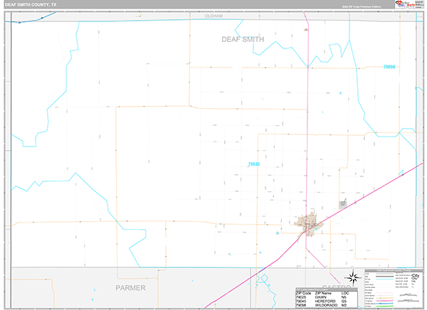 Deaf Smith County, TX Zip Code Map